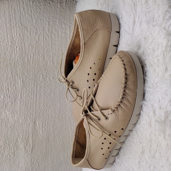 SAS Breezy Latte Leather Upper Round Toe Lace Up Moccasin Style Comfort Shoe - Picture 16 of 16